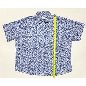 Peter Millar XXL‎ Mens Button Down Shirt Blue White Abstract Palm Leaves